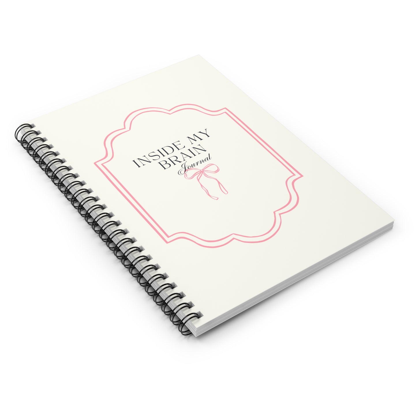 Journal Notebook — "Inside My Brain" Pink Framed Ruled Spiral Notebook