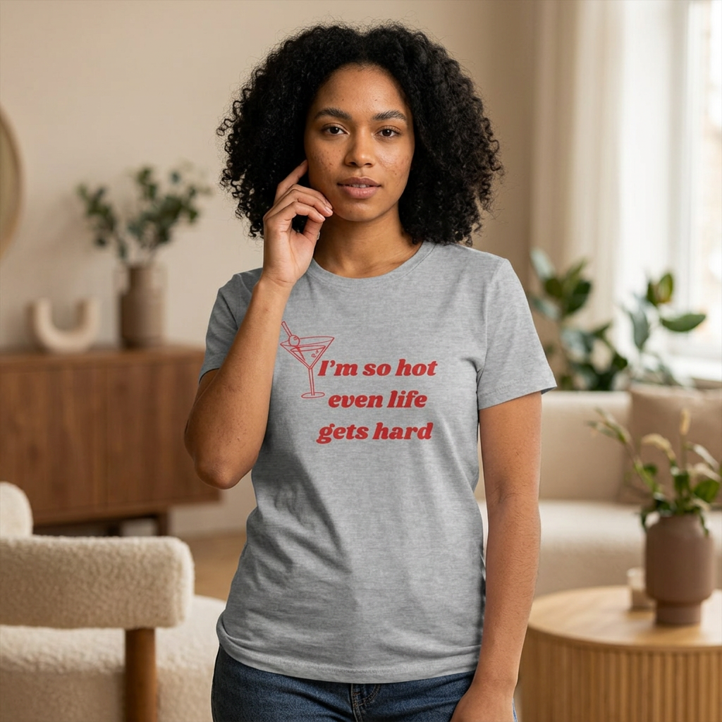 Life gets hard Tee — Classic White Crewneck T‑Shirt