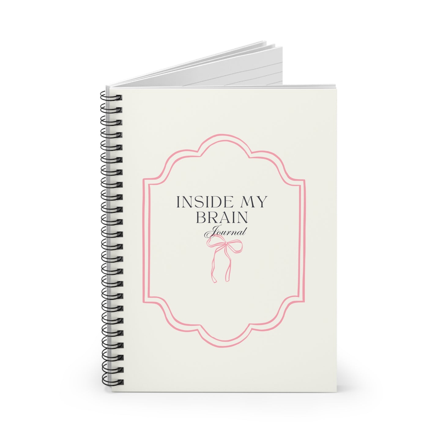 Journal Notebook — "Inside My Brain" Pink Framed Ruled Spiral Notebook