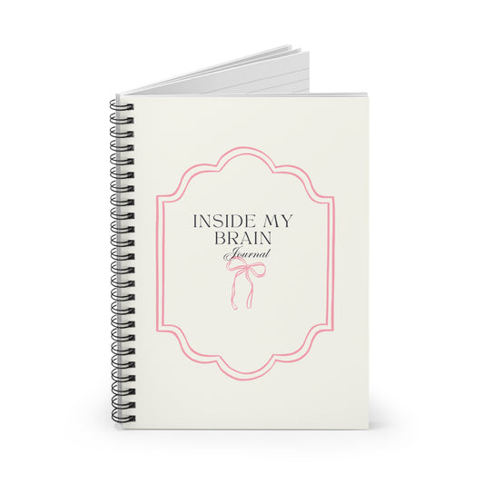 Journal Notebook — "Inside My Brain" Pink Framed Ruled Spiral Notebook